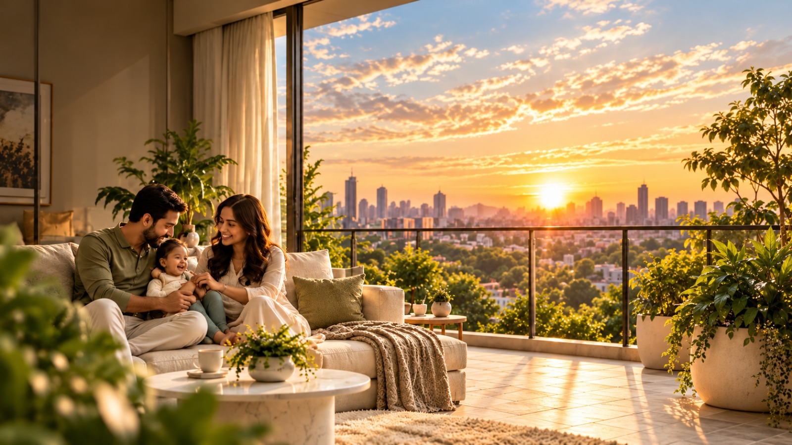 Living space in a 1 BHK residence at Codename Sukoon
